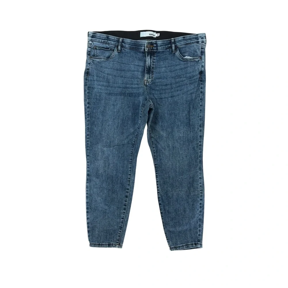 SONOMA Goods For Life Women's 18W‎ Blue Wash Denim Jeans Elastic Waist Ankle